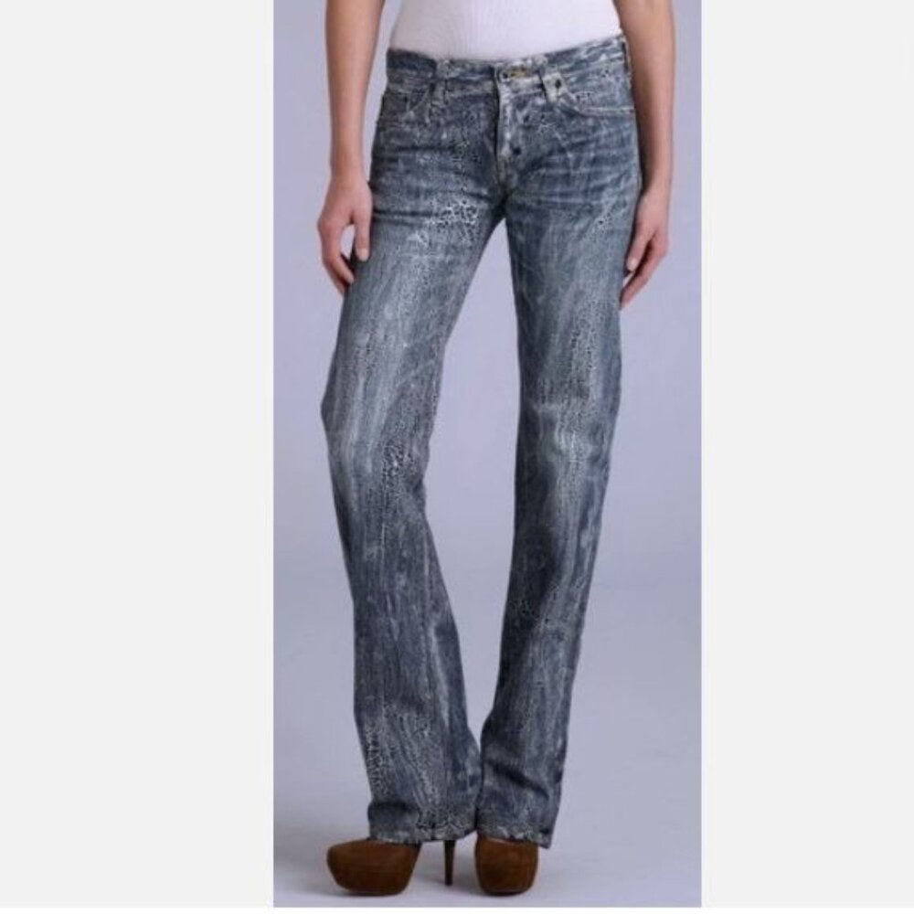 BNWT 100% Authentic PRPS Women Lit Crackle Wash Firebird Straight Leg Jeans